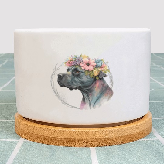 Cute Cane Corso Flower Crown Pet Dog Breed Puppy Plant Pots