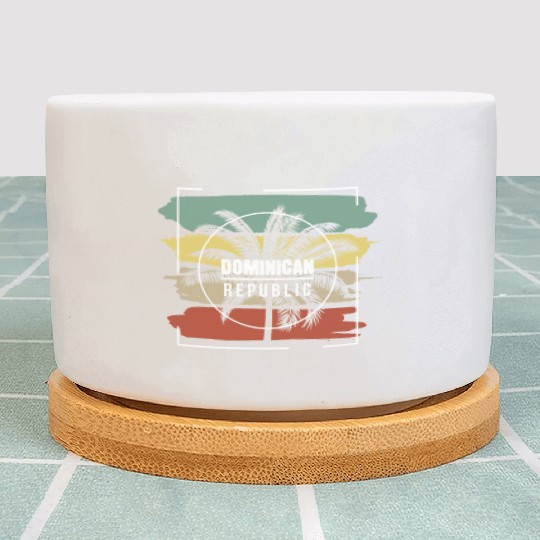 Dominican Republic Artistic Palm Tree Retro Plant Pots