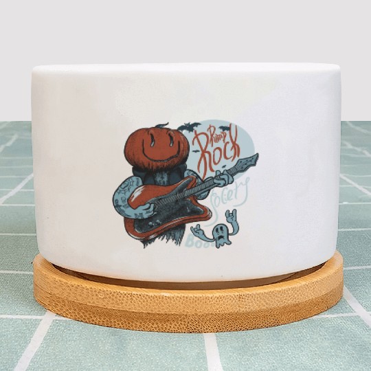 Pump Rock Society Halloween Pumpkin Playing Guitar Plant Pots