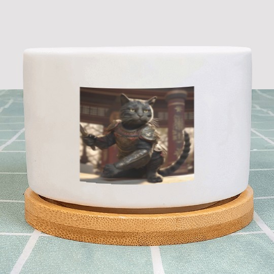 Cat warrior in ornate armor Plant Pots