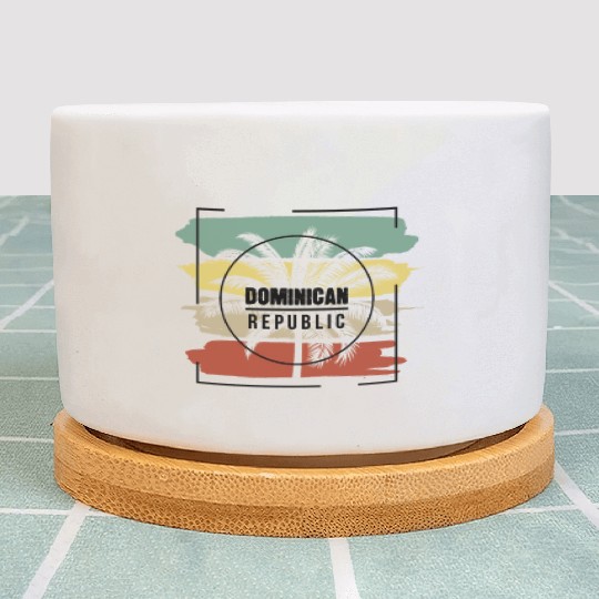 Dominican Republic Palm Tree Retro Artistic Plant Pots