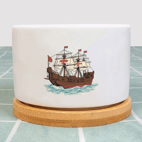 Columbus Day 1492 Ship Plant Pots