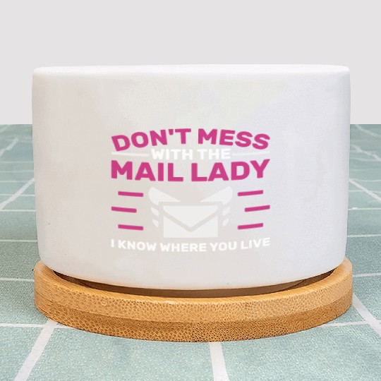 Funny Mailwoman Art For Postal Service Worker Plant Pots