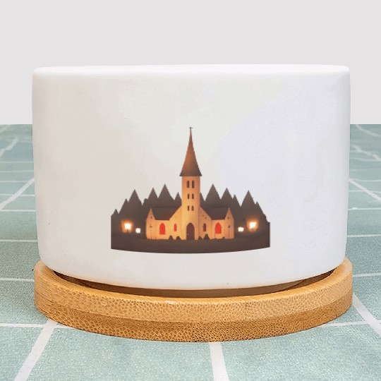 small church in a town Plant Pots