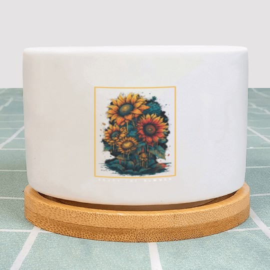 Psychedelic Sunflowers Garden Nature Lover Plant Pots