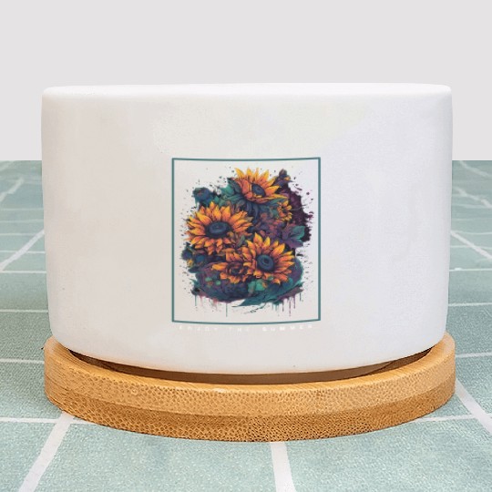 Psychedelic Sunflowers Garden Nature Lover Gift Plant Pots