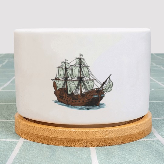 Columbus Day 1492 Ship Plant Pots