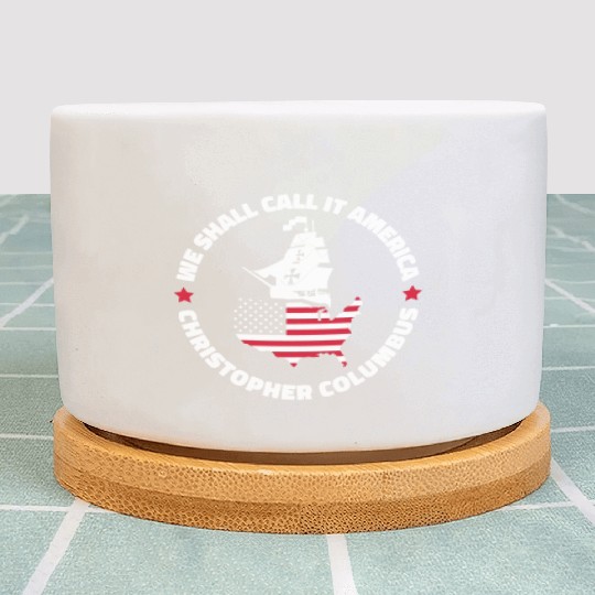 Columbus Day 1492 Us Flag Plant Pots