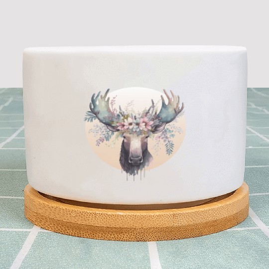Cute Moose Flower Crown Animal Lovers Plant Pots