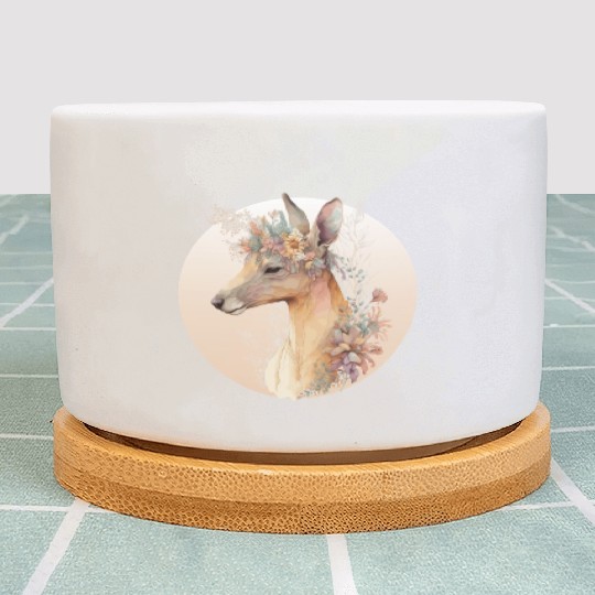 Australian Kangaroo Flower Crown Watercolor Animal Plant Pots