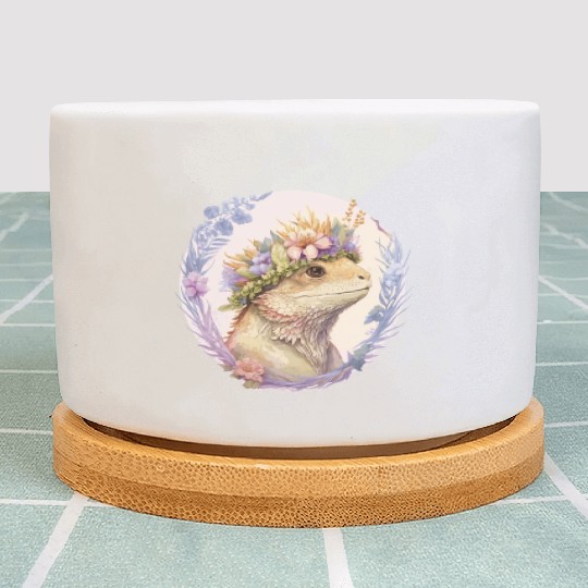 Floral Bearded Dragon Flower Crown Pet Lizard Love Plant Pots