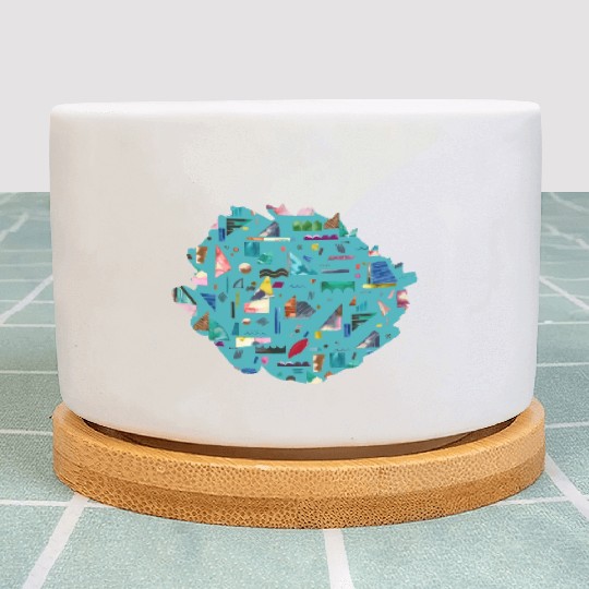 Sailing Boats Multi Blue Plant Pots