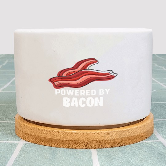 Funny Saying Powered By Bacon Pig Farmer Humorous Plant Pots