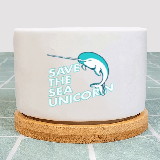 Funny Save the Sea Unicorn Narwhal Plant Pots