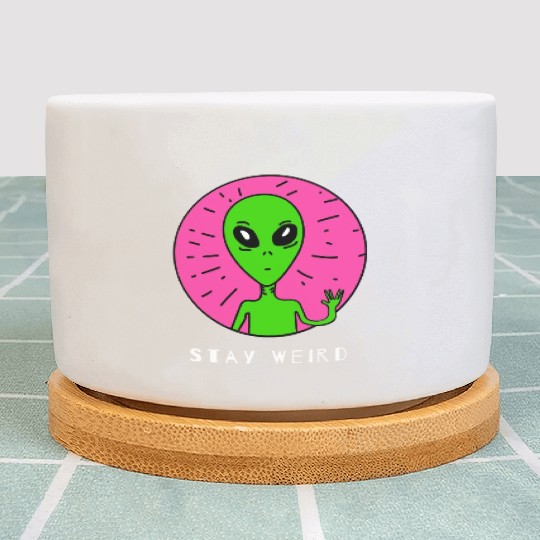 Funny Alien With a Pose Stay Weird Gift 1 Plant Pots