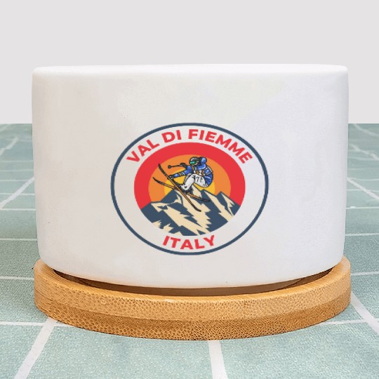 Vintage Cool Skiing in Val Di Fiemme Italy Sunset Plant Pots