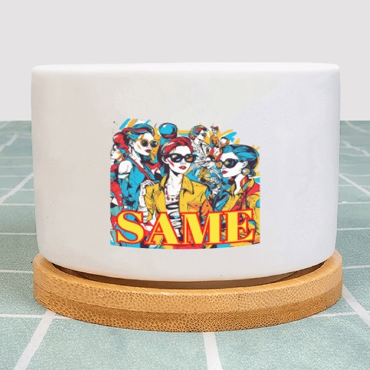 Stylish Fashionable Modern People In Color Plant Pots