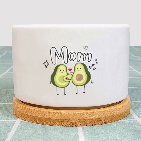 Cute Avocado Family Mom Design Plant Pots