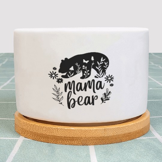 Floral Mama Bear Mother's Day Plant Pots
