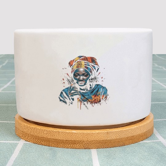 African American Nurse Afro Woman Syringe Nursing Plant Pots