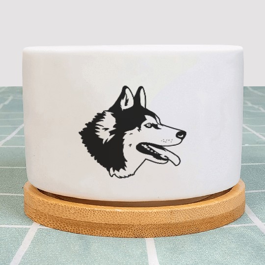 husky dog Plant Pots