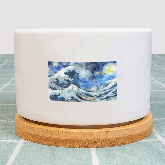 Great Wave During a Starry Night Click on Artist Plant Pots