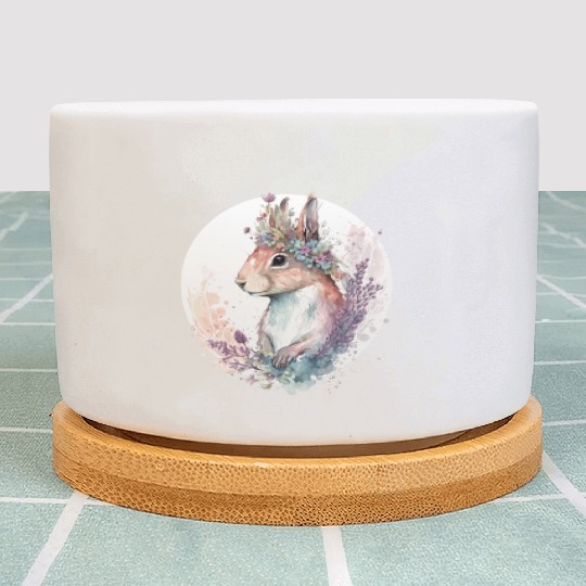 Cute Watercolor Squirrel Flower Crown Animal Lover Plant Pots