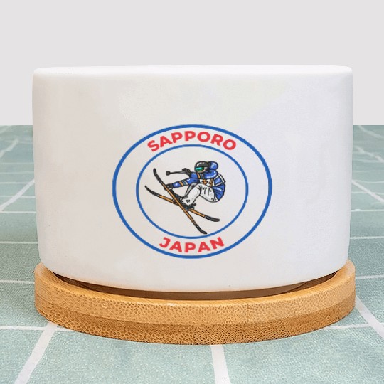 Retro Cool Skiing in Sapporo Japan Plant Pots
