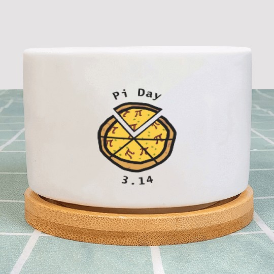 Pi Day 314 Pizza Topped with Pi Symbol Plant Pots