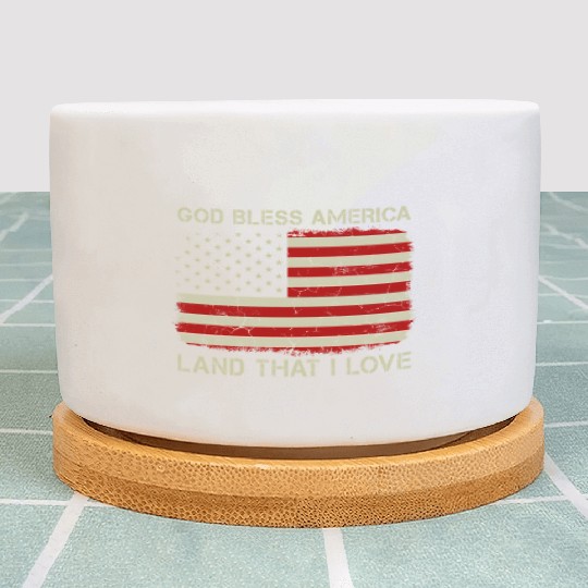 Old American Flag God Bless America Land That I Lo Plant Pots
