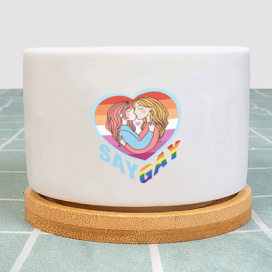 Say Gay Lesbian Couple Plant Pots