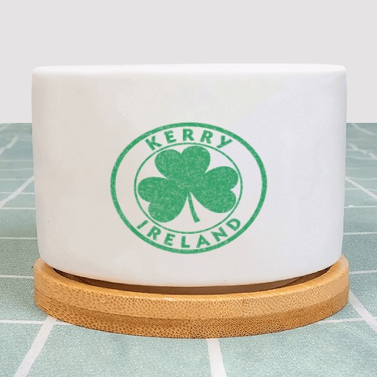 Kerry Ireland Shamrock Sign Distressed Green Print Plant Pots