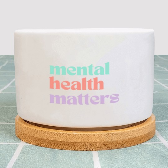 Mental Health Matters | Retro Quote Peach Candy Plant Pots