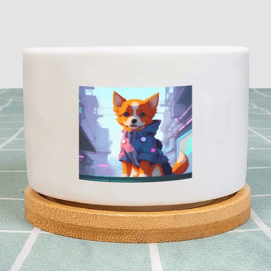 Cute Cyberpunk Dog Plant Pots