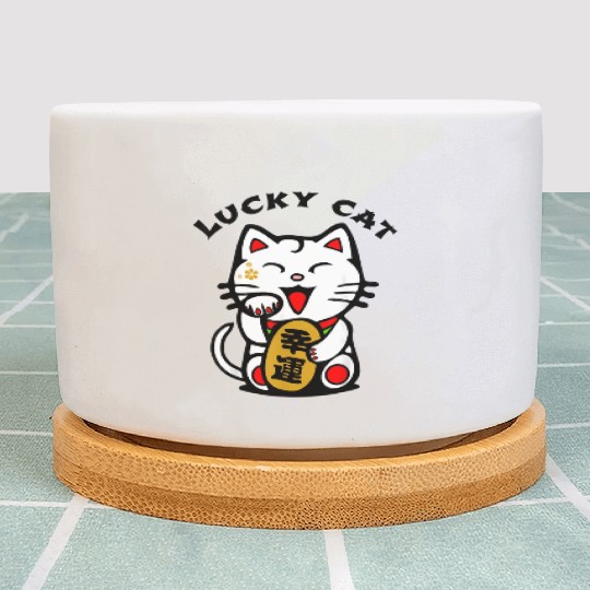 Lucky Cat Maneki-Neko Japanese Luck Feng Shui Plant Pots