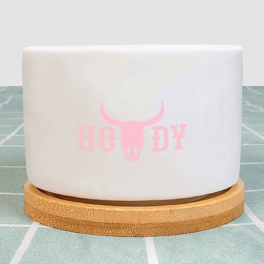 Howdy Cow Skull Western Cowboy Cowgirl Rodeo Howdy Plant Pots