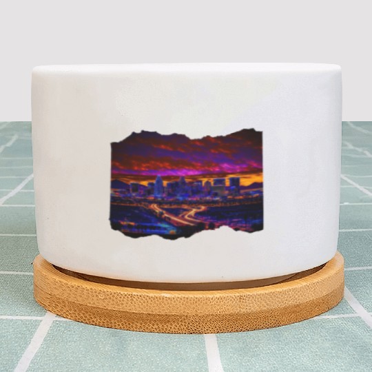Phoenix Arizonna Skyline Neon Desert Nights Plant Pots