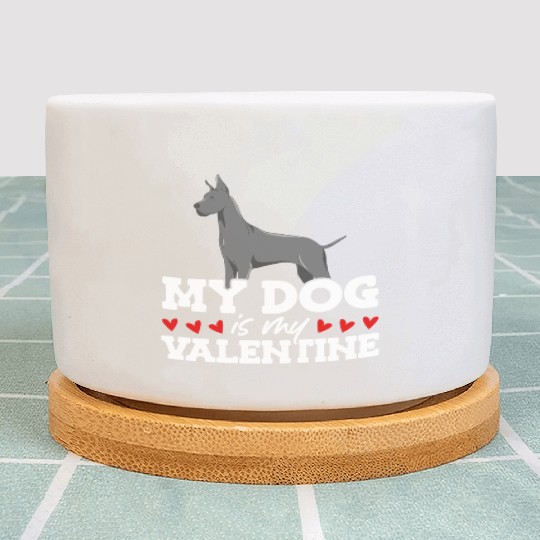 My Dog Is My Valentine Date Cute Doggy Plant Pots