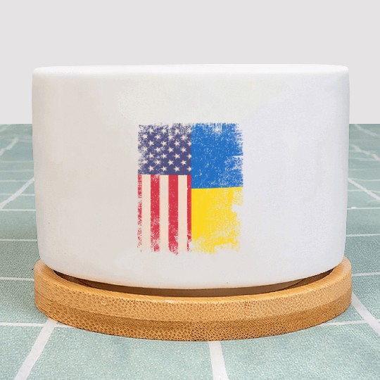 Ukrainian American Flag Ukraine Usa Roots Plant Pots