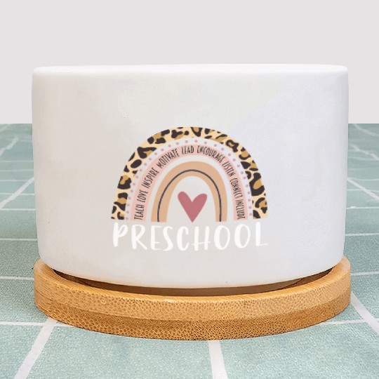 Leopard Rainbow Preschool Teacher Prek Back To Sch Plant Pots