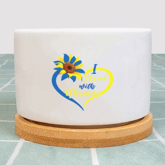Love Heart Ukraine Sunflower Ukrainian I Stand Wit Plant Pots
