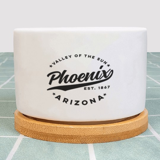 Phoenix Arizonna Valley Of The Sun Black Text Plant Pots
