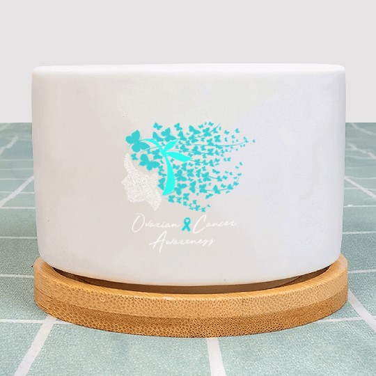 Ovarian Cancer Awareness Teal Butterflies Plant Pots