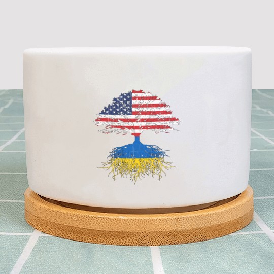 Ukrainian Roots Ukraine Us Flag Plant Pots
