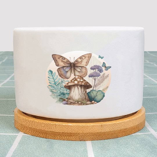 Cottagecore Butterfly Mushroom Plants Goblincore A Plant Pots