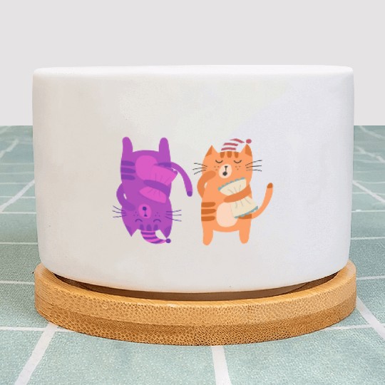 Cats Nap Napping Kitties Hugging Pillows Plant Pots