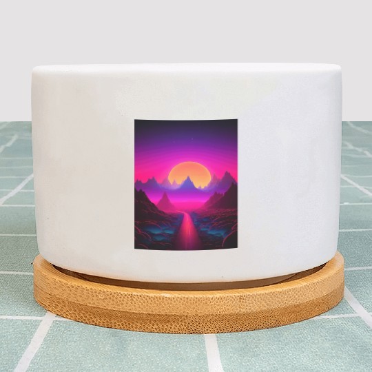 Luminous Peaks: Synthwave Serenity Plant Pots