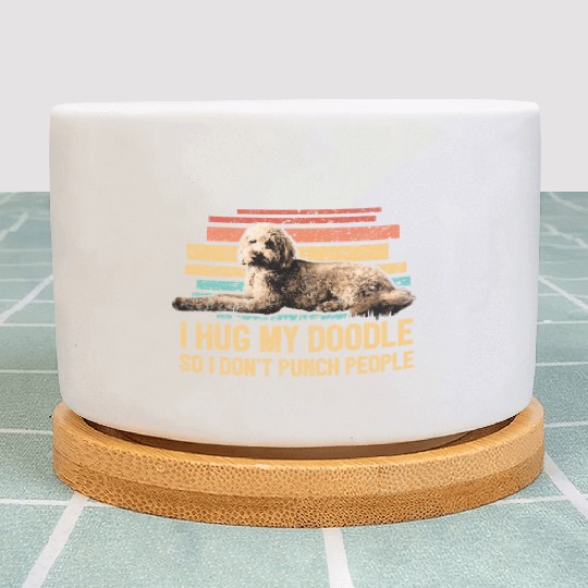 I Hug My Doodle Retro Goldendoodle Dog Dad Doodle Plant Pots