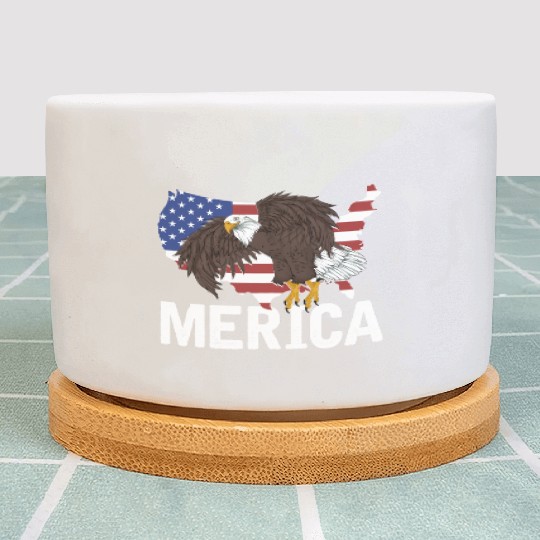 Us Flag Merica Pride Patriot Proud American Bald Plant Pots