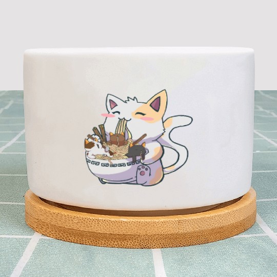 Kawaii Neko Cat Ramen Bowl Anime Japanese Noodles Plant Pots
